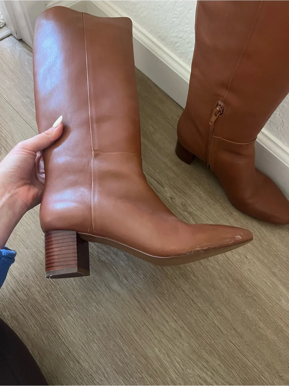 Women's Tall Brown Leather Knee-High Boots